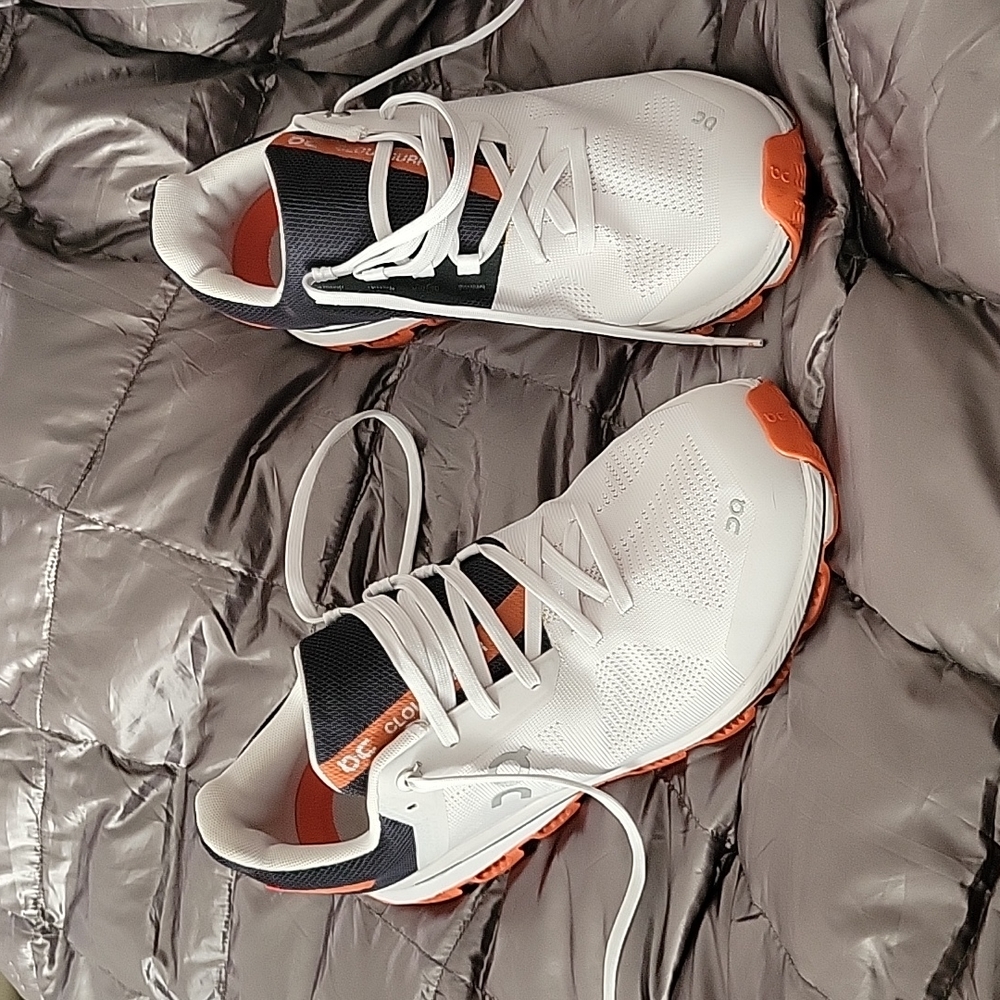 On Running White & Orange Men's Athletic Running Shoes